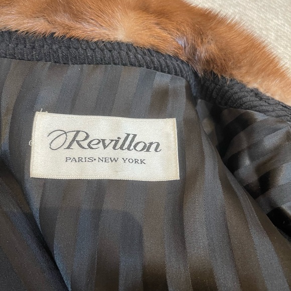 Revillon cashmere corduroy coat with mink collar and cuffs - Picture 4 of 6